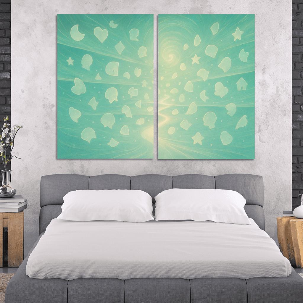 Luminescent Archive Of Forgotten Dreams multi-panel paintings