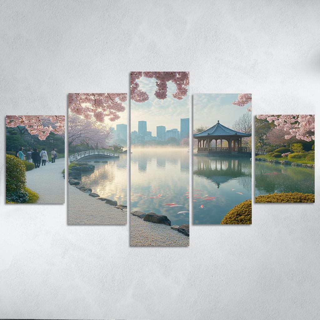Shinjuku Gyoen National Garden Tokyo Japan multi-panel paintings