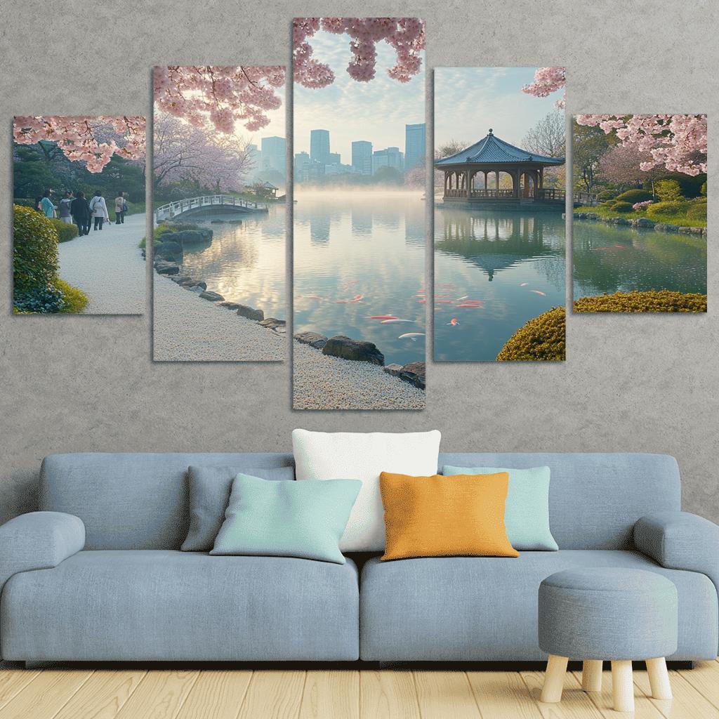 Shinjuku Gyoen National Garden Tokyo Japan multi-panel paintings