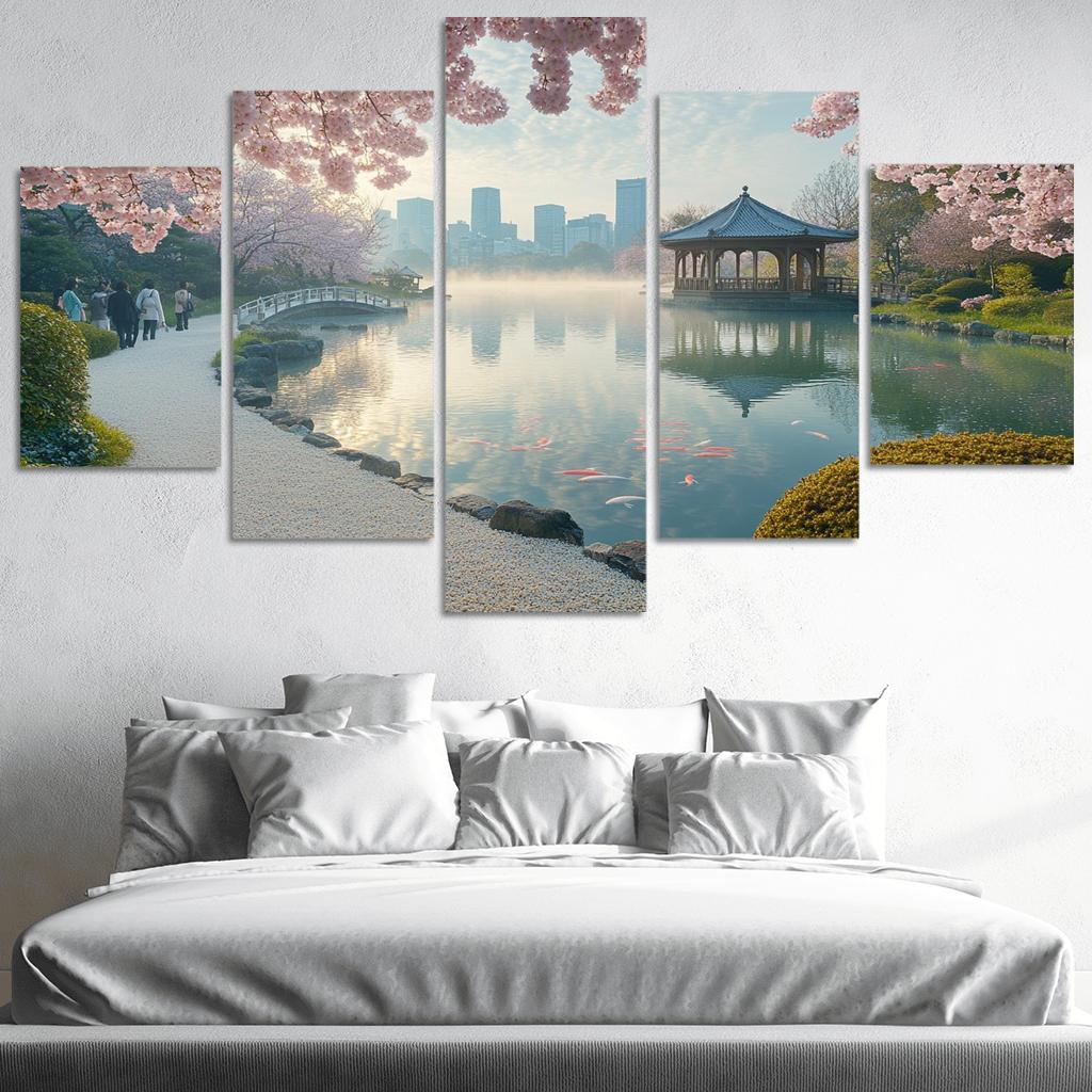 Shinjuku Gyoen National Garden Tokyo Japan multi-panel paintings