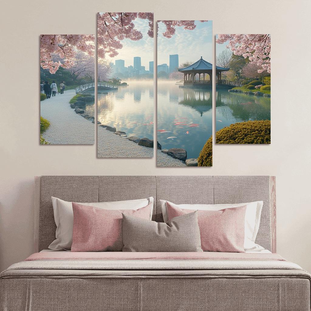 Shinjuku Gyoen National Garden Tokyo Japan multi-panel paintings