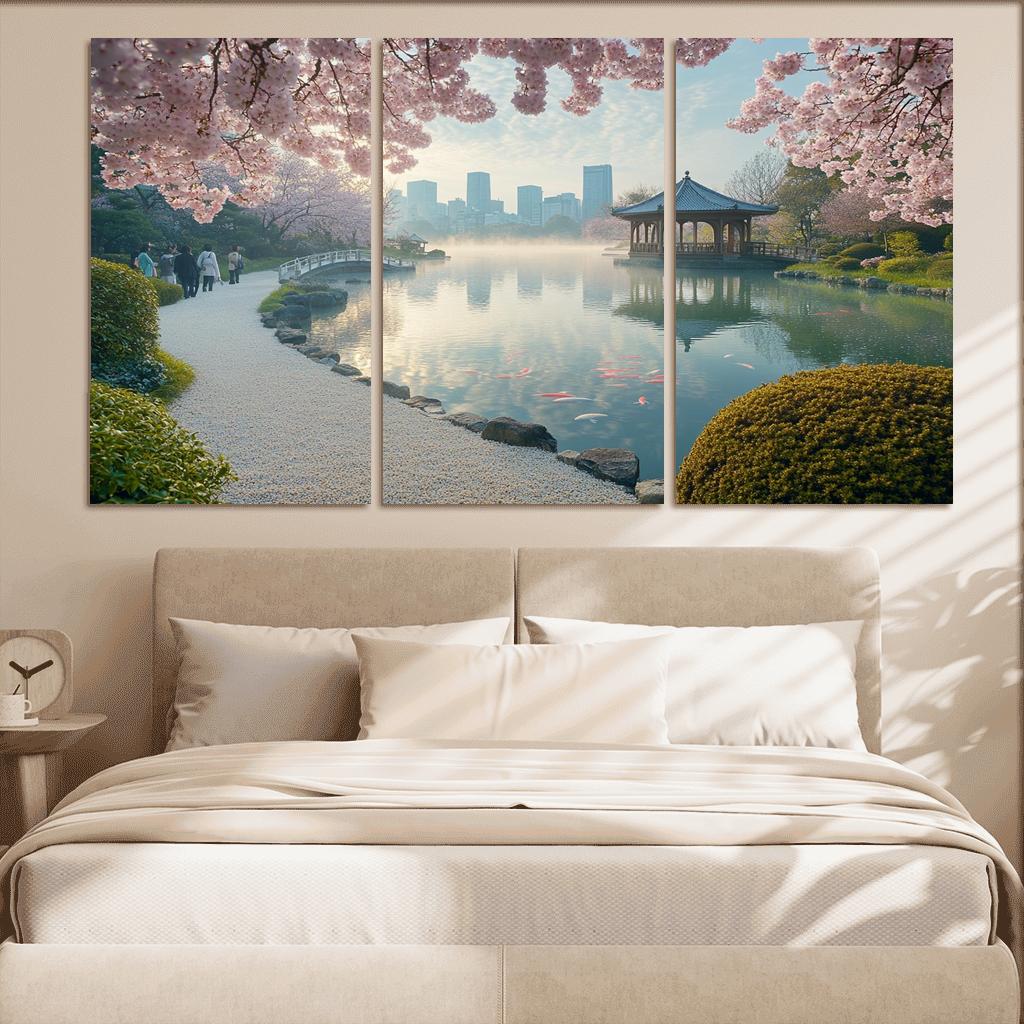 Shinjuku Gyoen National Garden Tokyo Japan multi-panel paintings