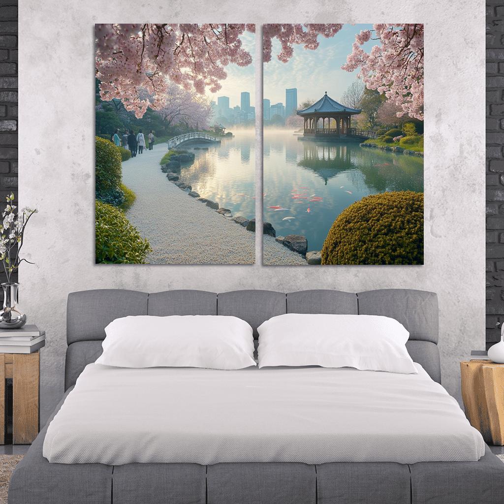 Shinjuku Gyoen National Garden Tokyo Japan multi-panel paintings