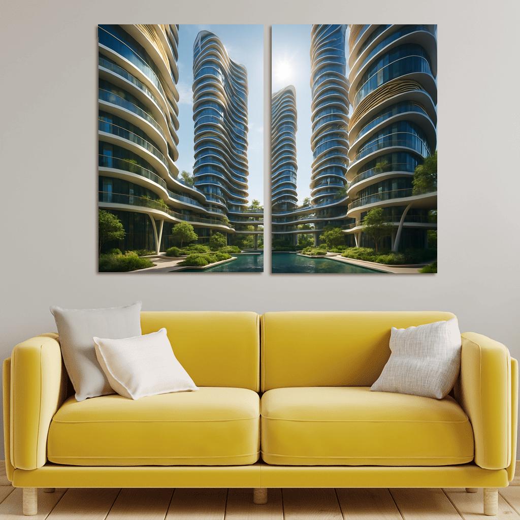 Heliotropic Courtyard Towers modern paintings frame