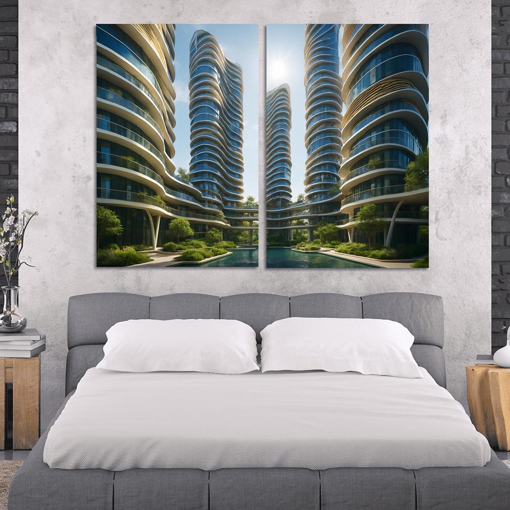 Heliotropic Courtyard Towers modern paintings frame