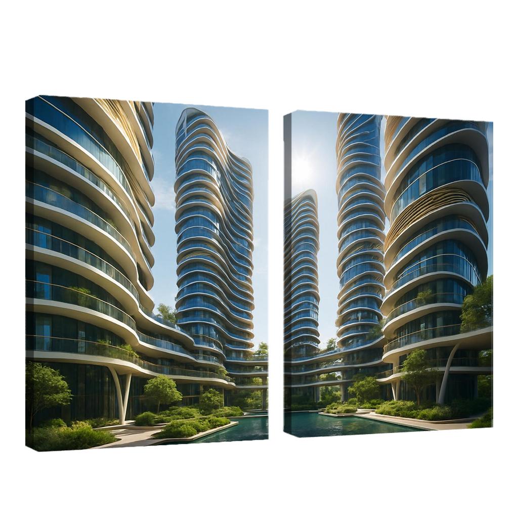 Heliotropic Courtyard Towers modern paintings frame