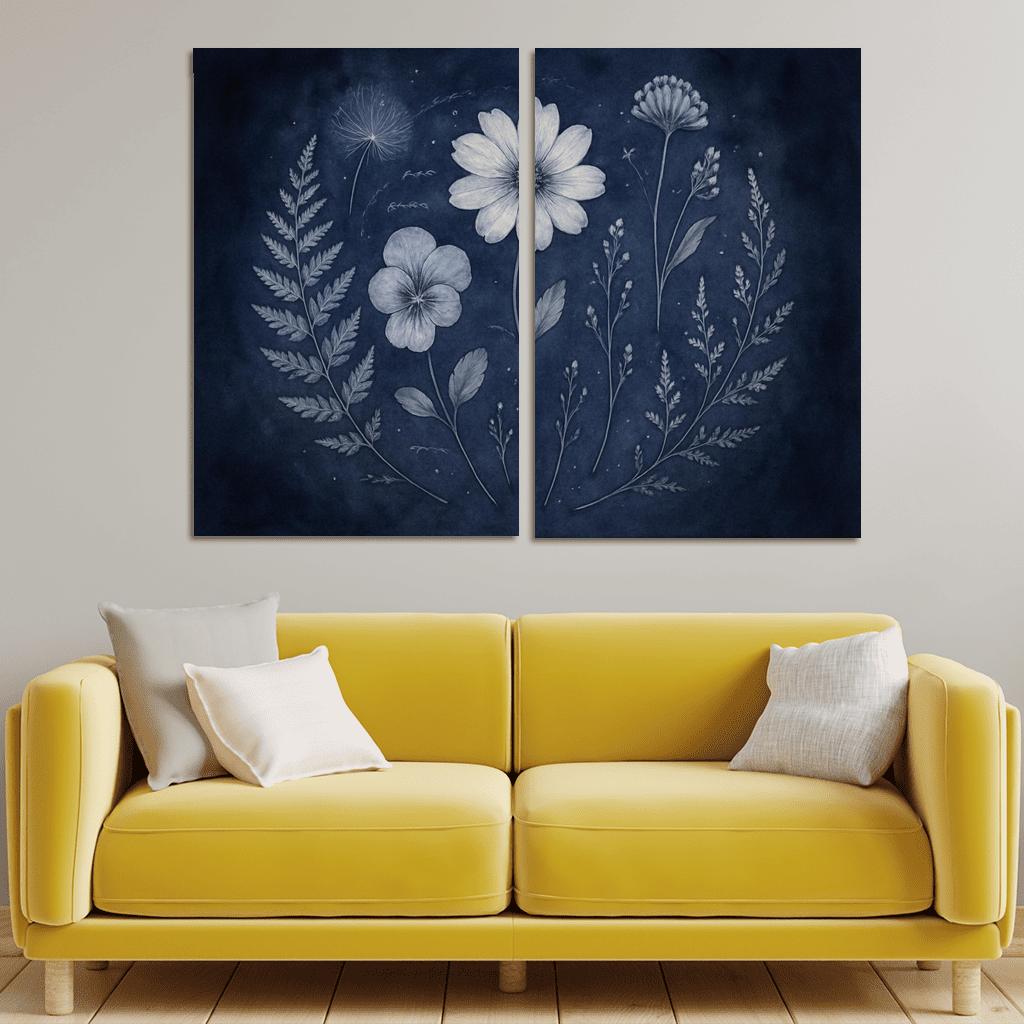Moonlit Herbarium Dreamscape abstract paintings frame