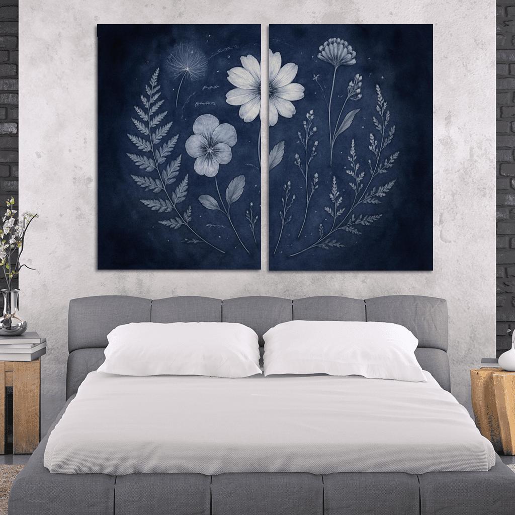 Moonlit Herbarium Dreamscape abstract paintings frame