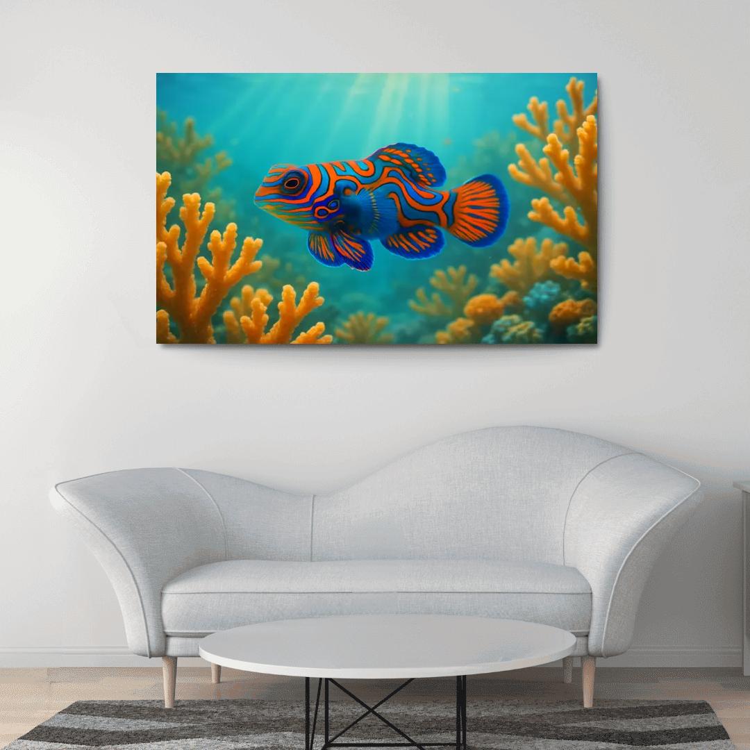 The Iridescent Mandarinfish Among Coral Gardens art trends