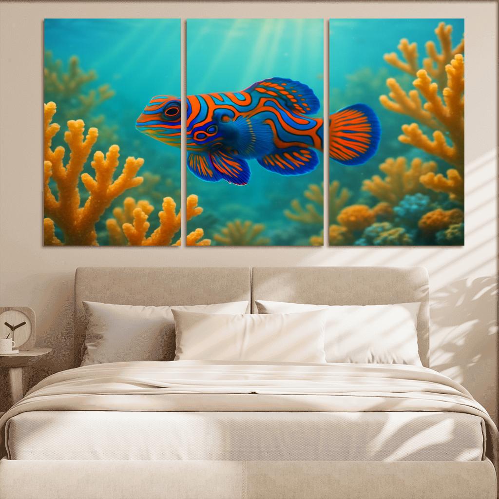 The Iridescent Mandarinfish Among Coral Gardens art trends