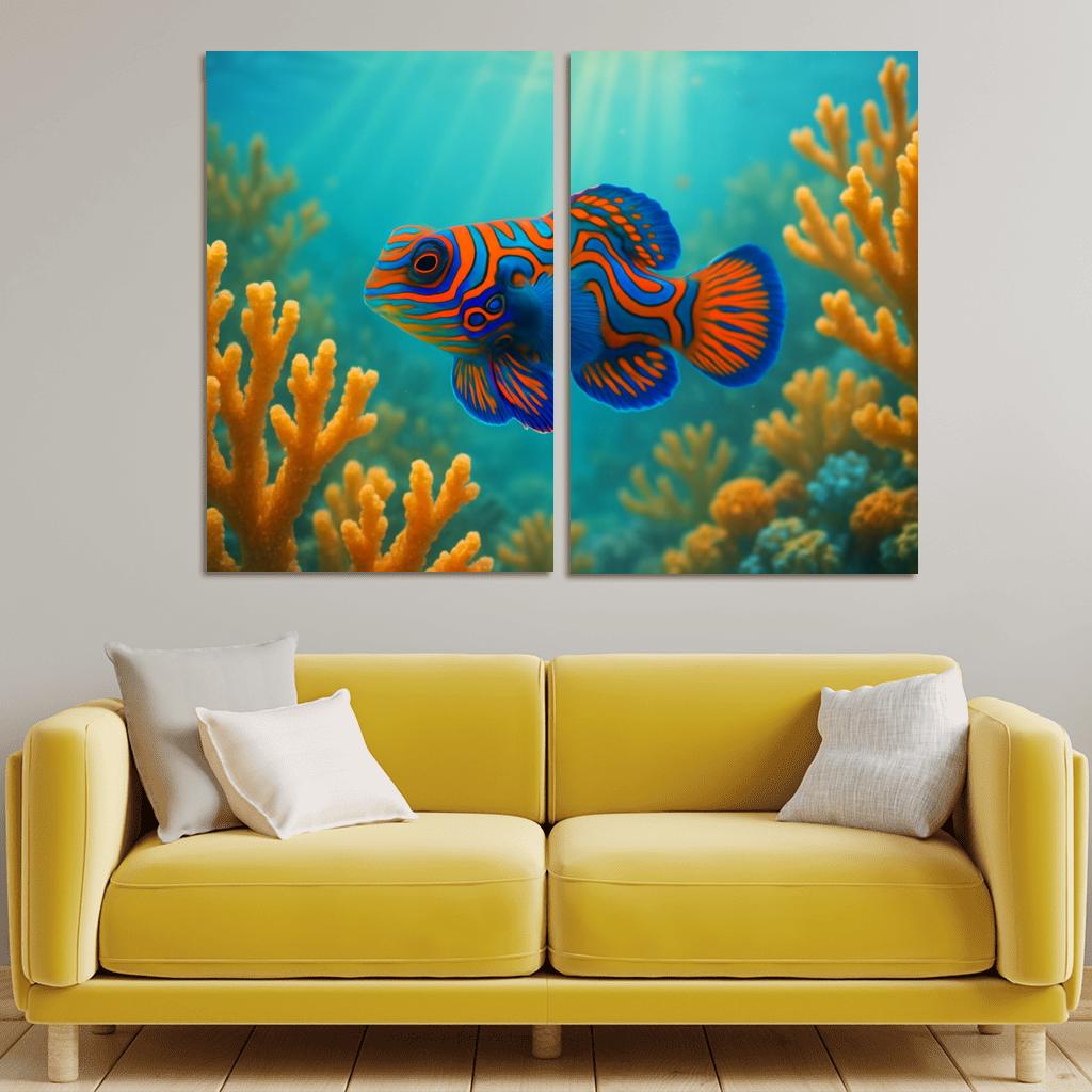 The Iridescent Mandarinfish Among Coral Gardens art trends
