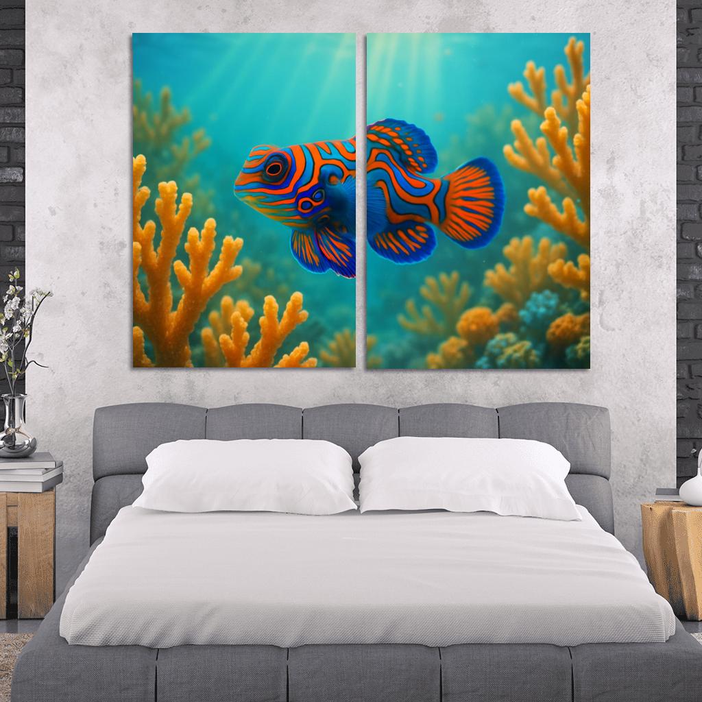 The Iridescent Mandarinfish Among Coral Gardens art trends