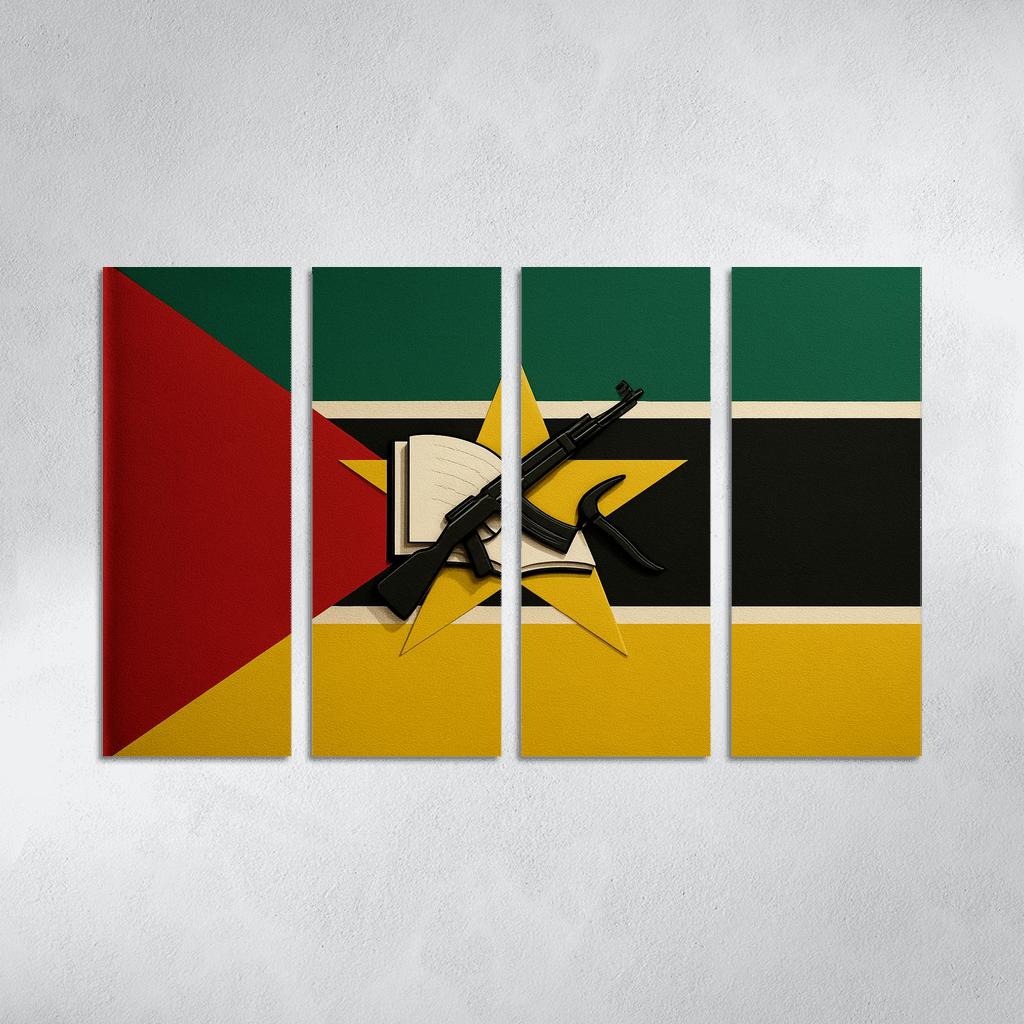 Book And Plow Emblem The Flag Of Mozambique framed paintings