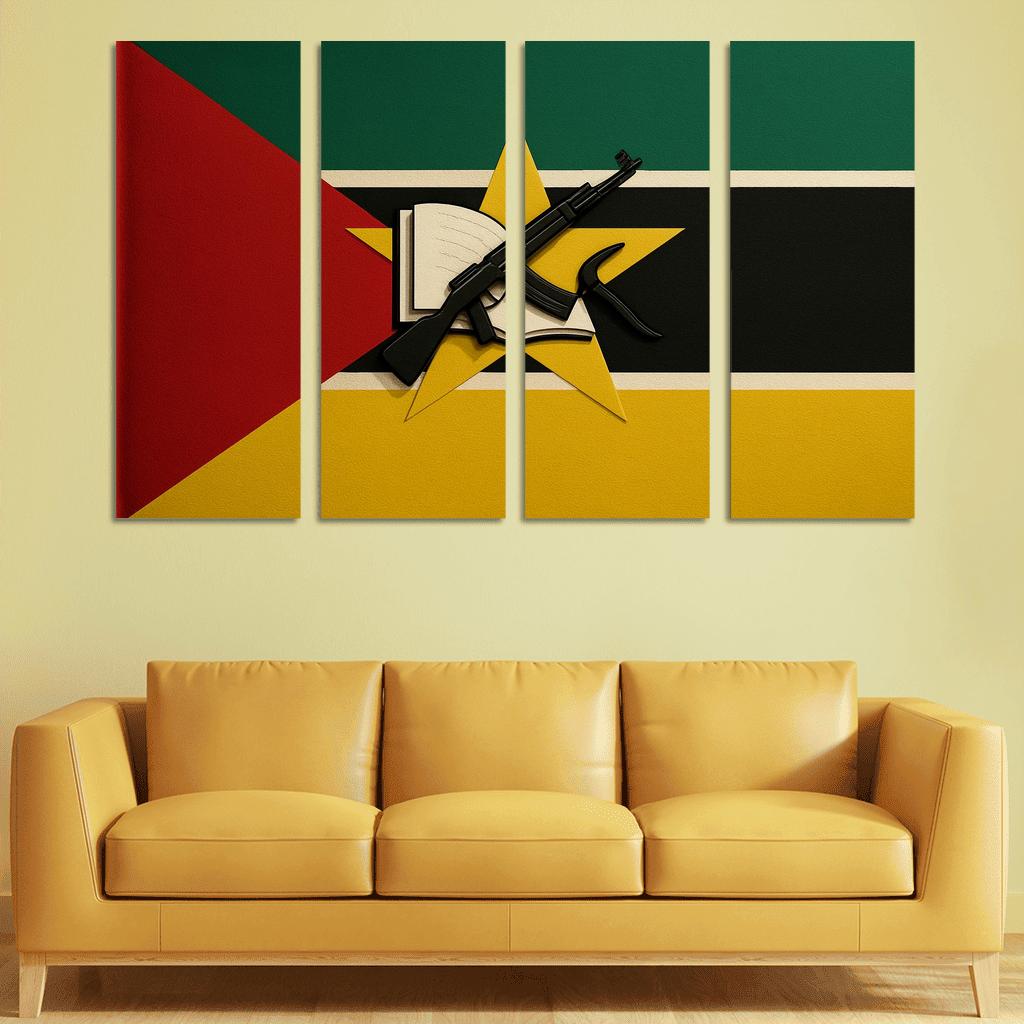 Book And Plow Emblem The Flag Of Mozambique framed paintings
