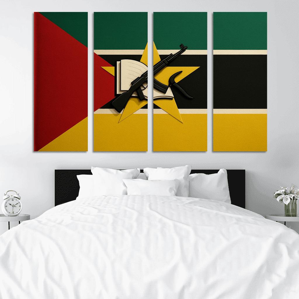 Book And Plow Emblem The Flag Of Mozambique framed paintings
