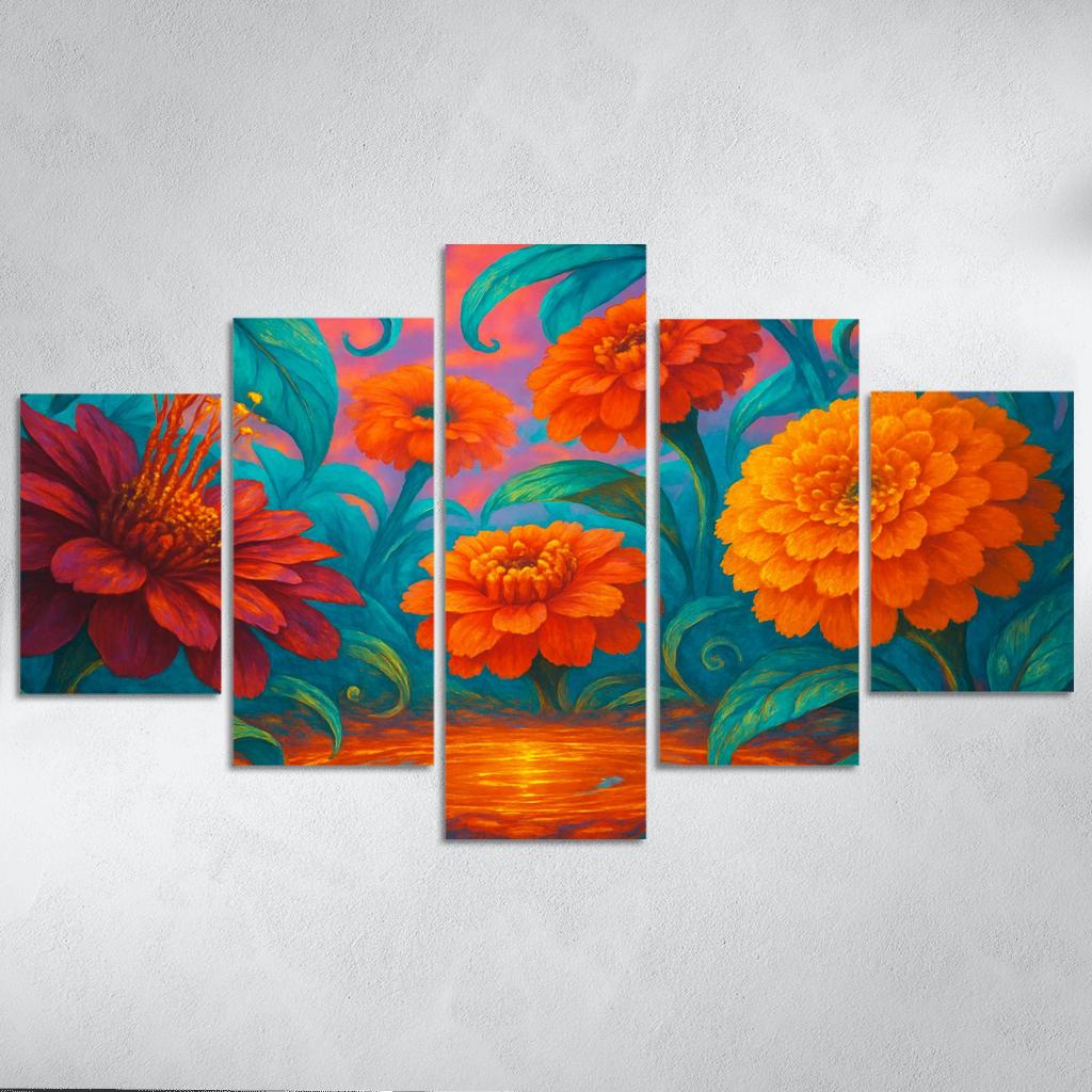 Chromatic Nectar Garden framed paintings