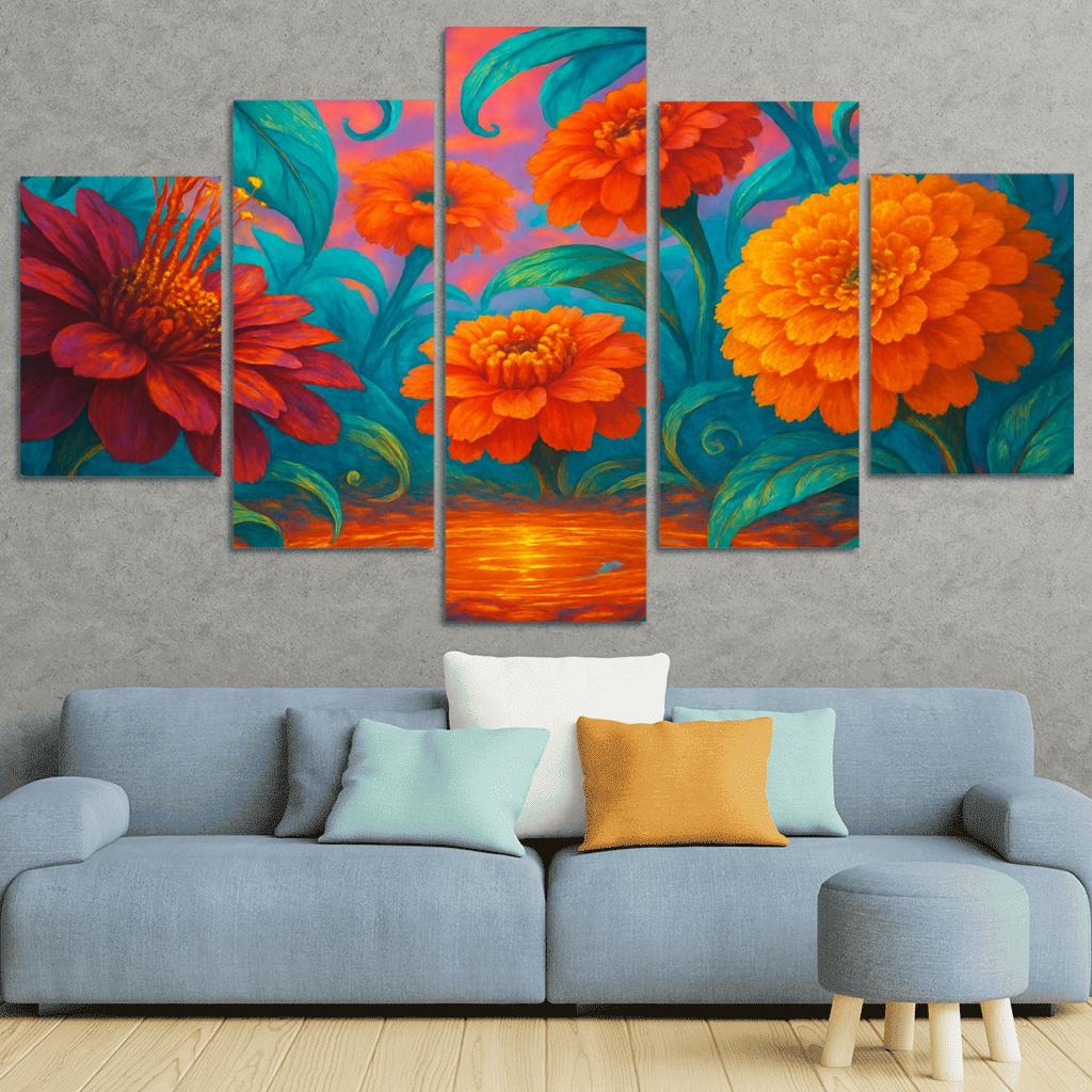 Chromatic Nectar Garden framed paintings