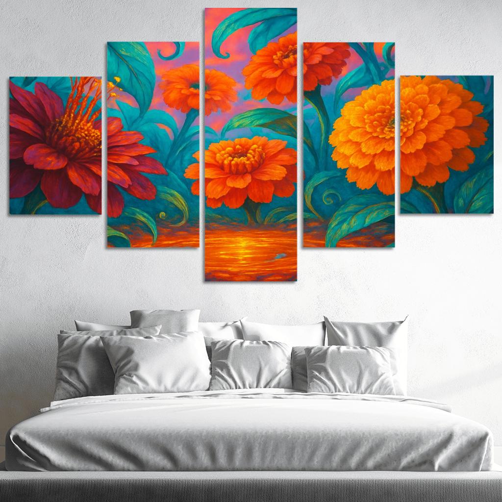 Chromatic Nectar Garden framed paintings