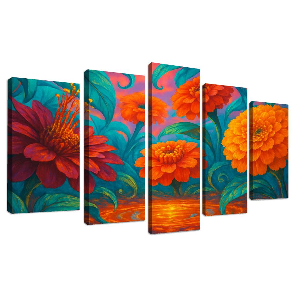 Chromatic Nectar Garden framed paintings