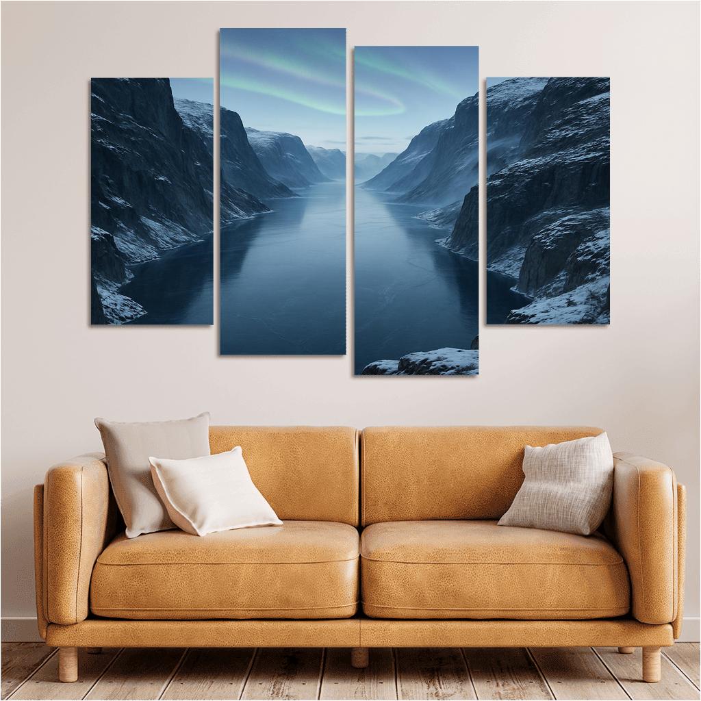 Aurora Dawn Over The Frosted Fjord canvas paintings frame