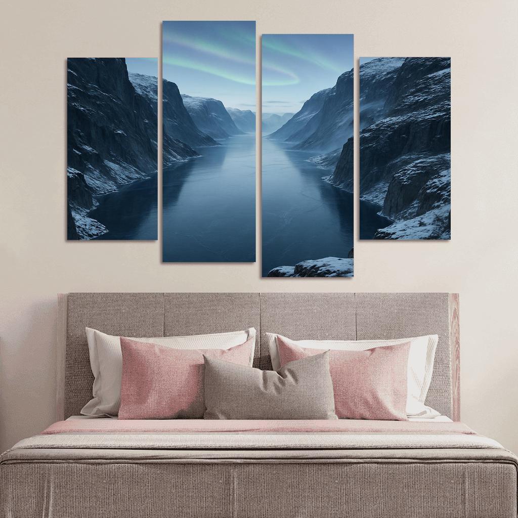 Aurora Dawn Over The Frosted Fjord canvas paintings frame