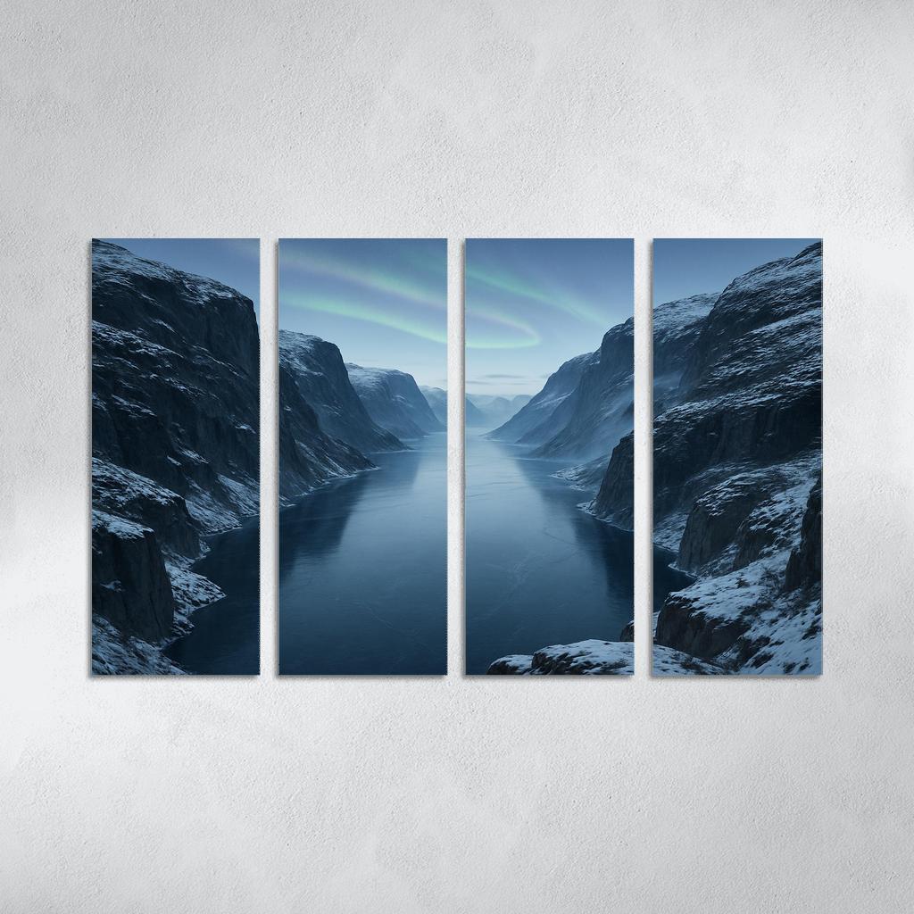 Aurora Dawn Over The Frosted Fjord canvas paintings frame