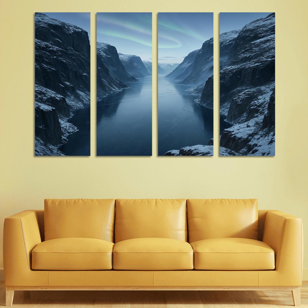 Aurora Dawn Over The Frosted Fjord canvas paintings frame