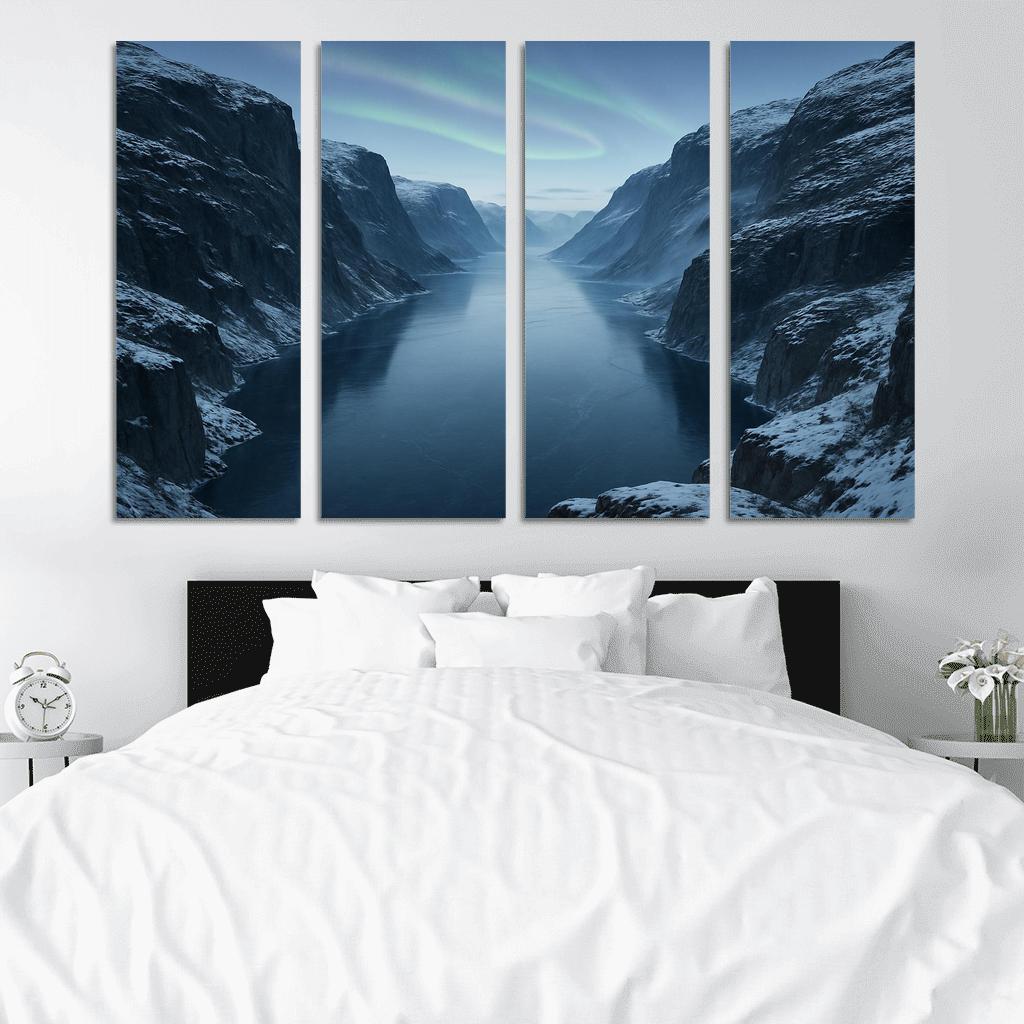 Aurora Dawn Over The Frosted Fjord canvas paintings frame