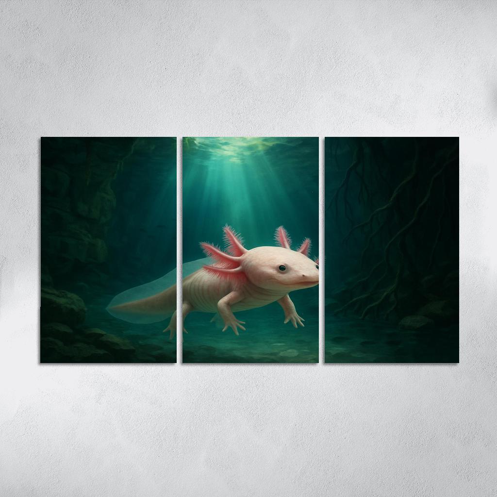 The Curious Axolotl In A Crystal Clear Cenote oil paintings frame
