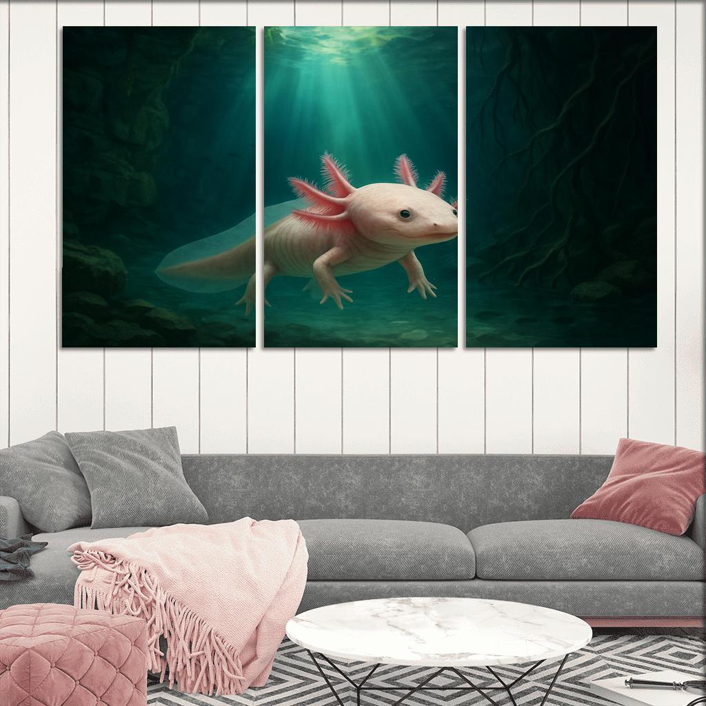The Curious Axolotl In A Crystal Clear Cenote oil paintings frame