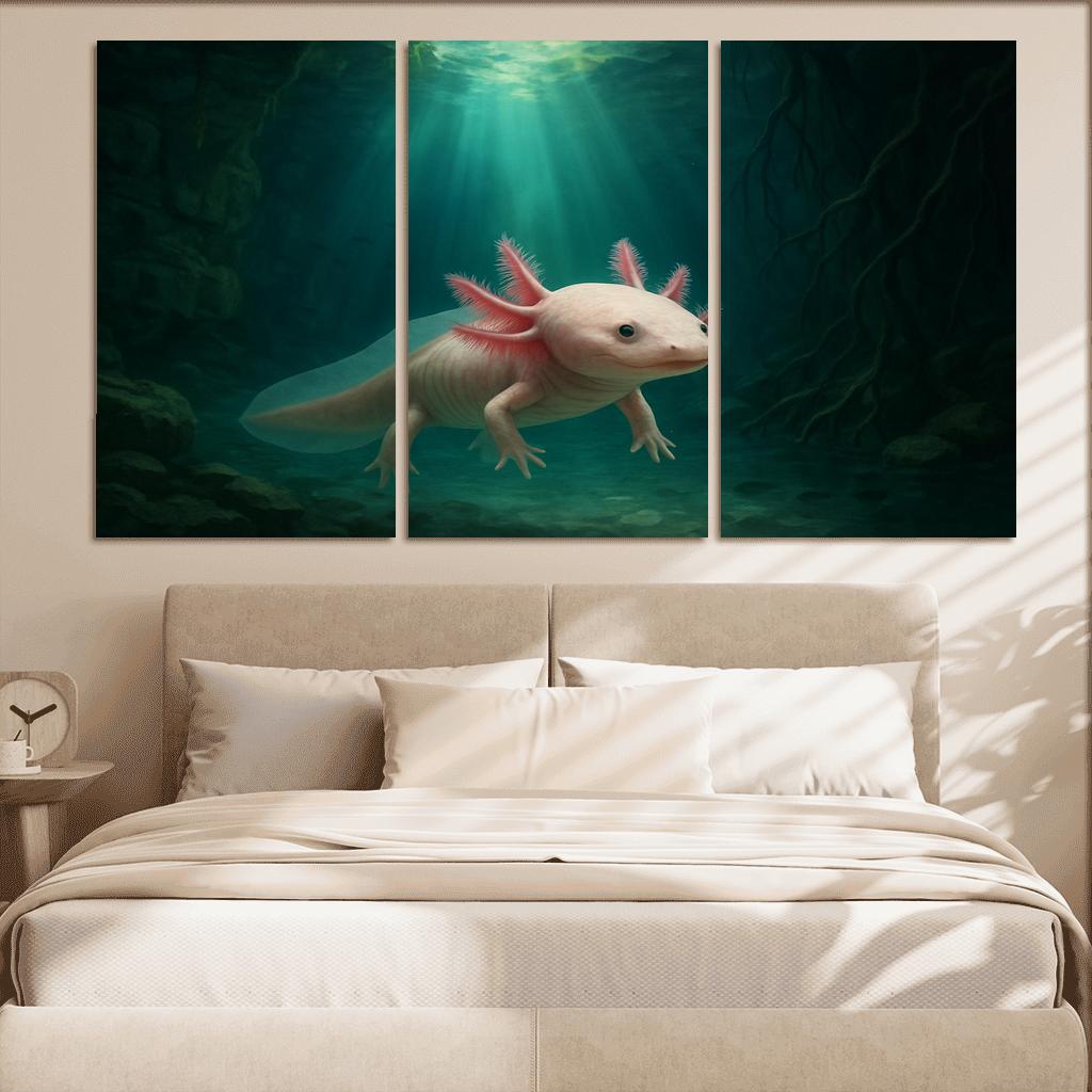 The Curious Axolotl In A Crystal Clear Cenote oil paintings frame
