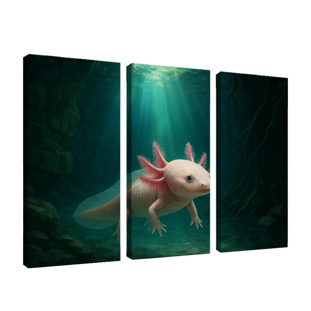The Curious Axolotl In A Crystal Clear Cenote oil paintings frame
