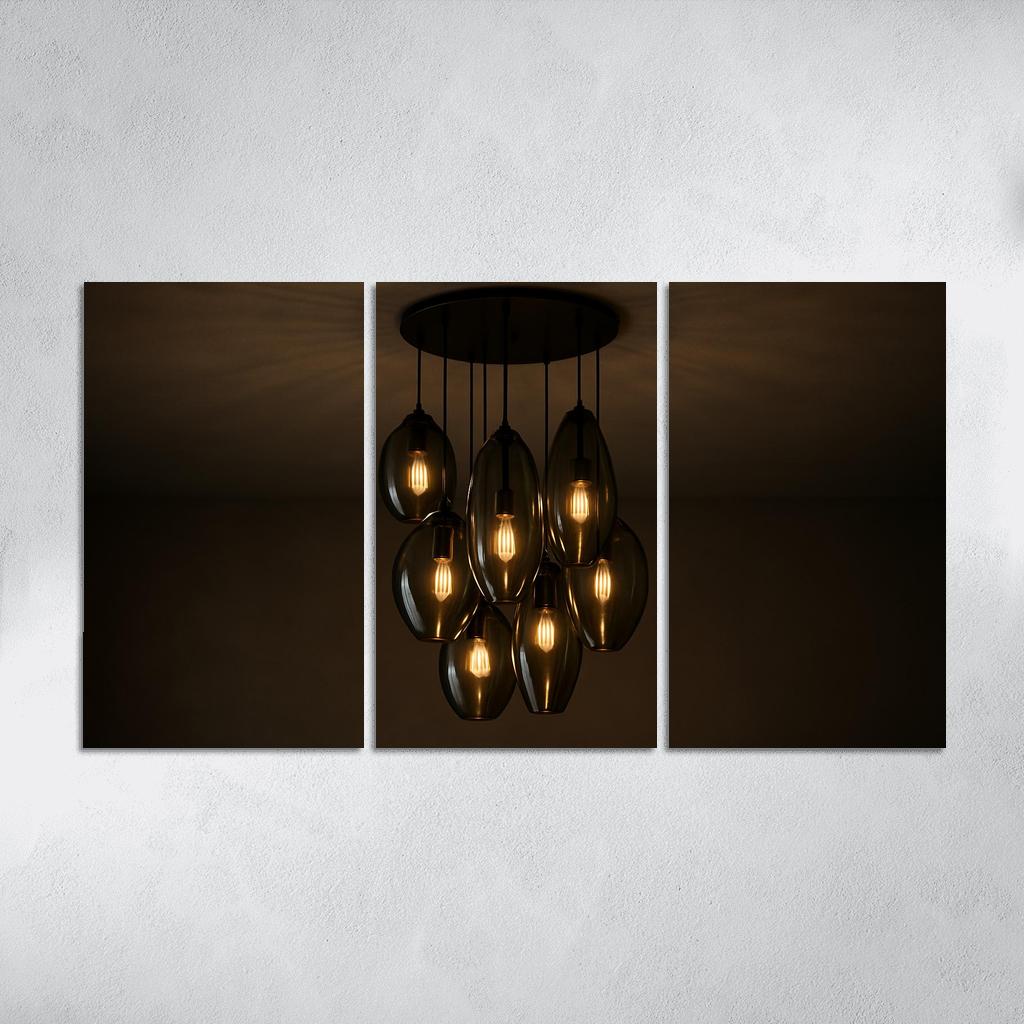 Smoked Glass Lantern Cluster Chandelier wall art