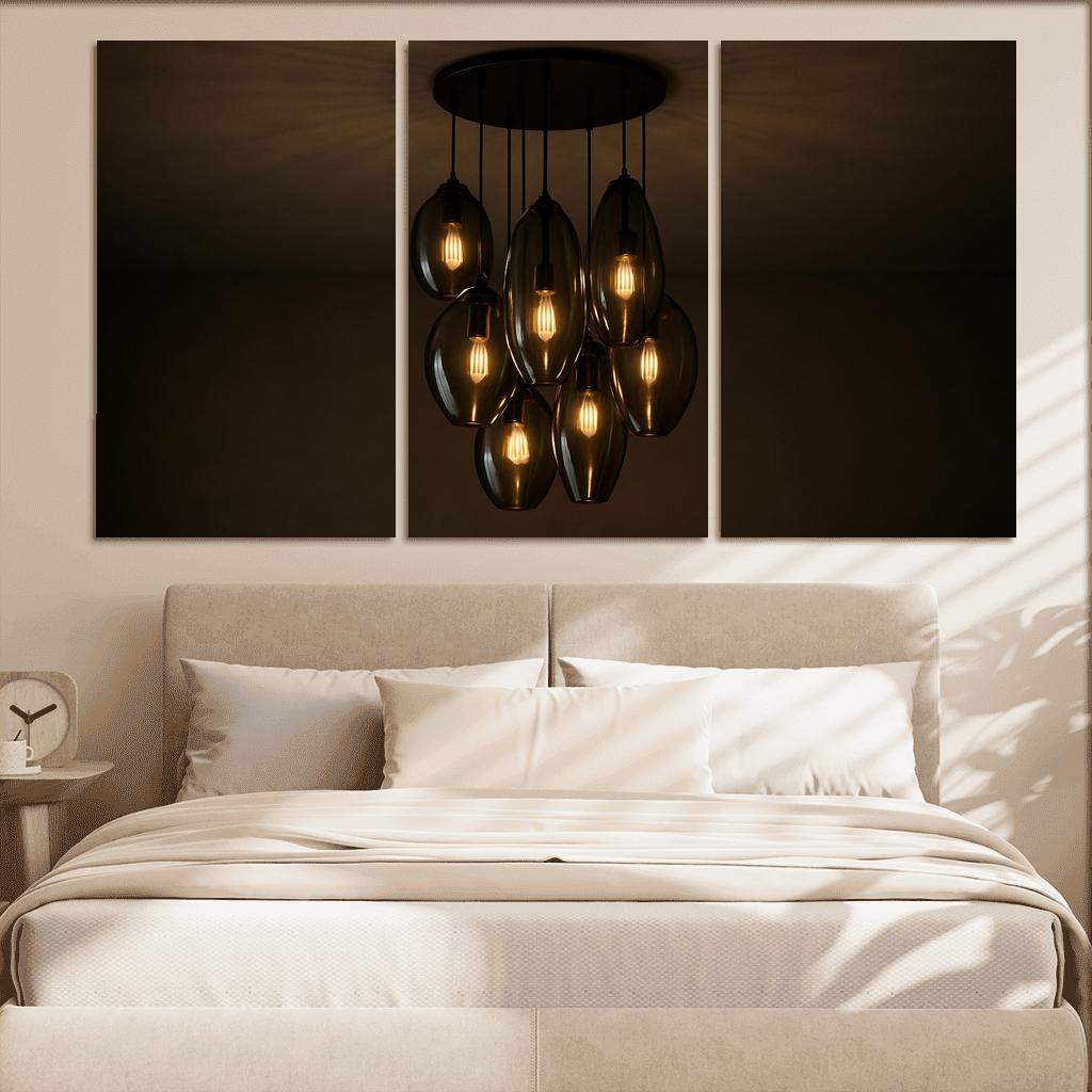 Smoked Glass Lantern Cluster Chandelier wall art