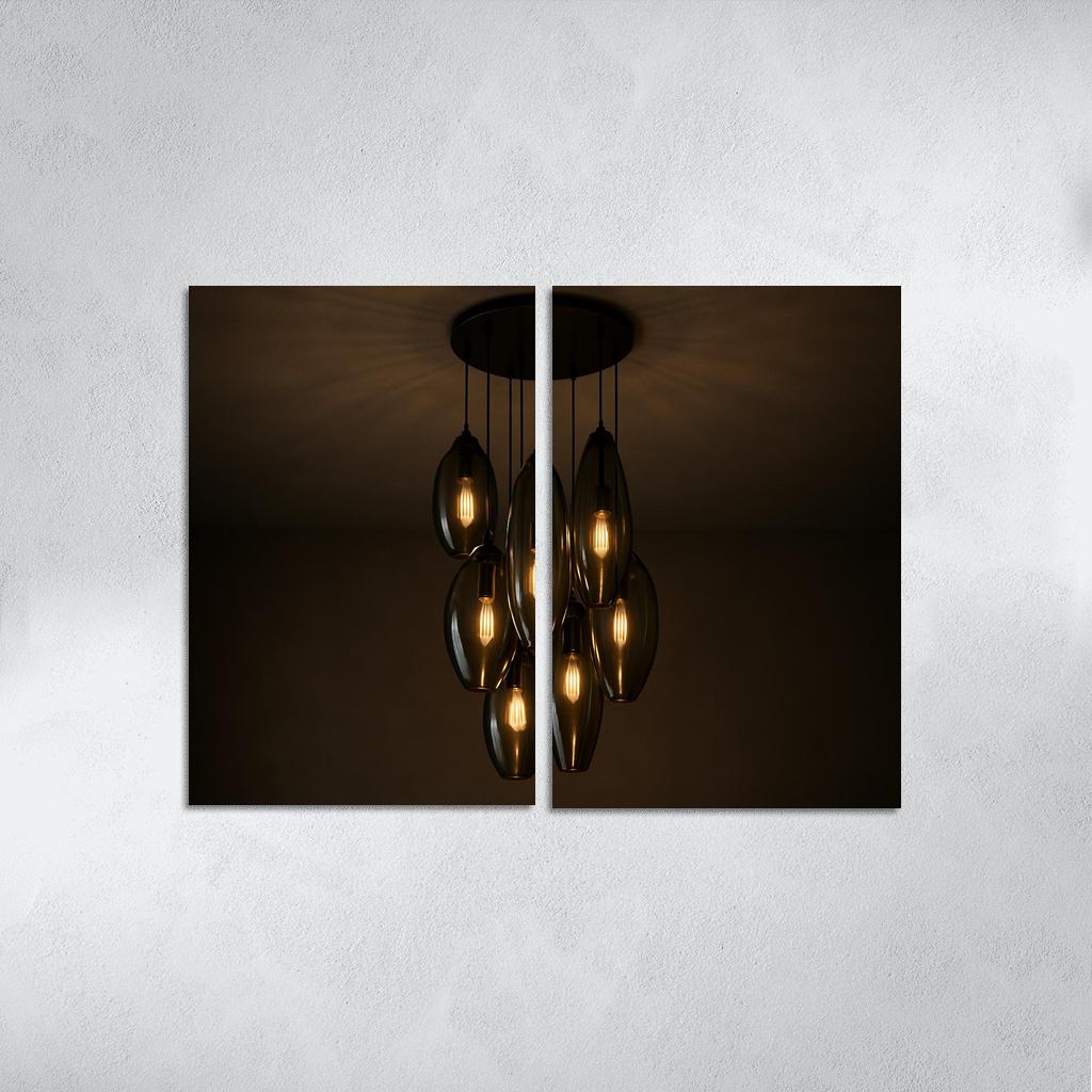 Smoked Glass Lantern Cluster Chandelier wall art