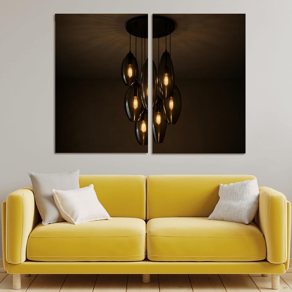 Smoked Glass Lantern Cluster Chandelier wall art