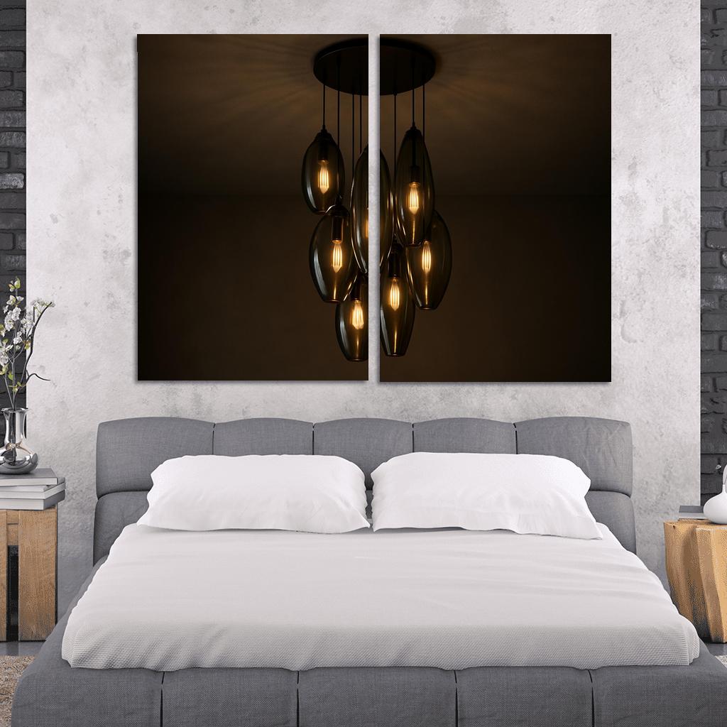 Smoked Glass Lantern Cluster Chandelier wall art