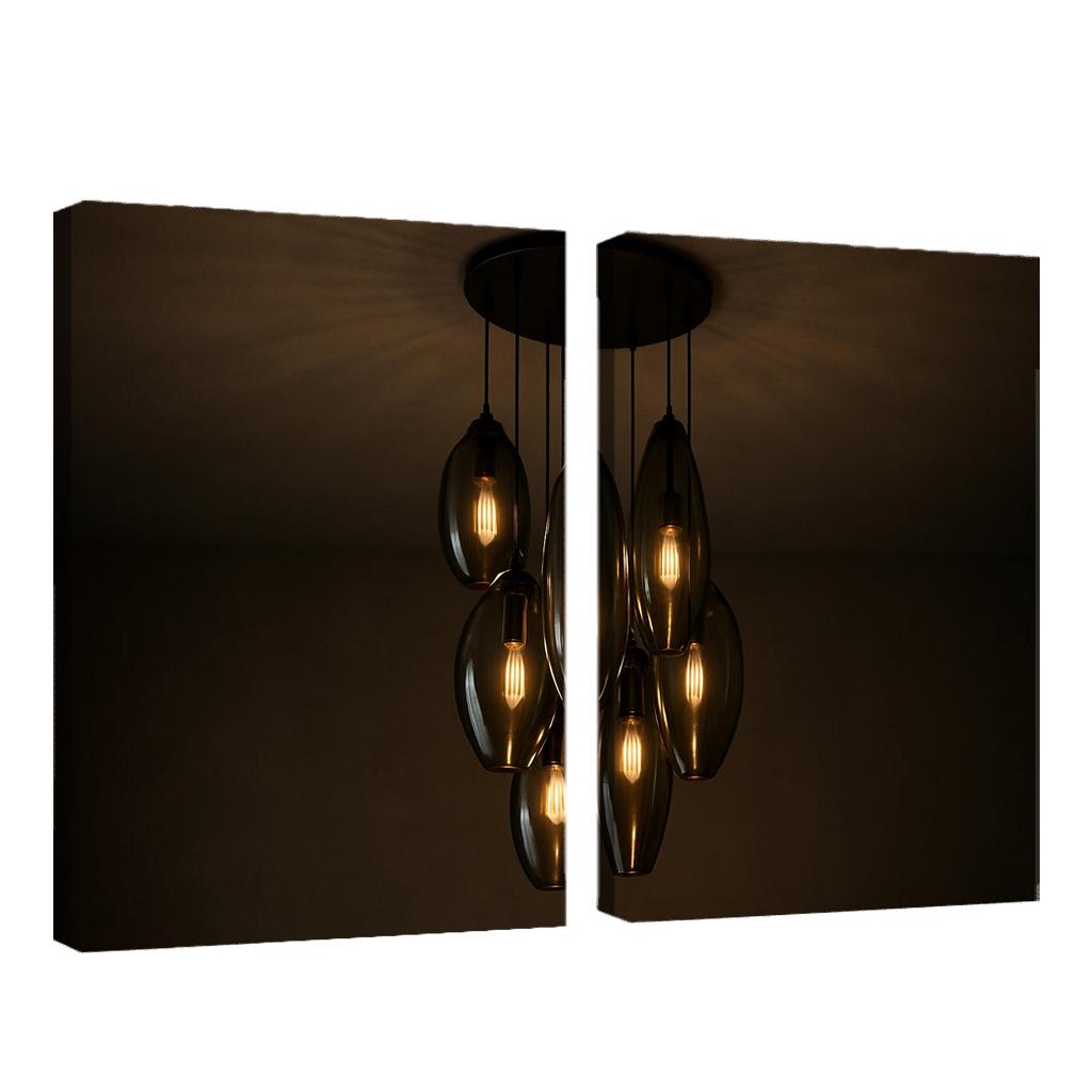 Smoked Glass Lantern Cluster Chandelier wall art