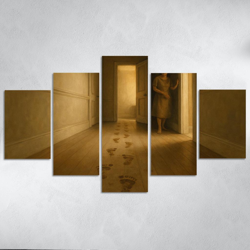 Footprints On The Hallway Floor modern paintings frame