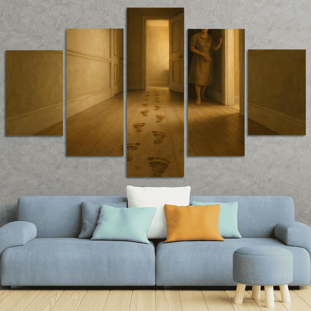 Footprints On The Hallway Floor modern paintings frame
