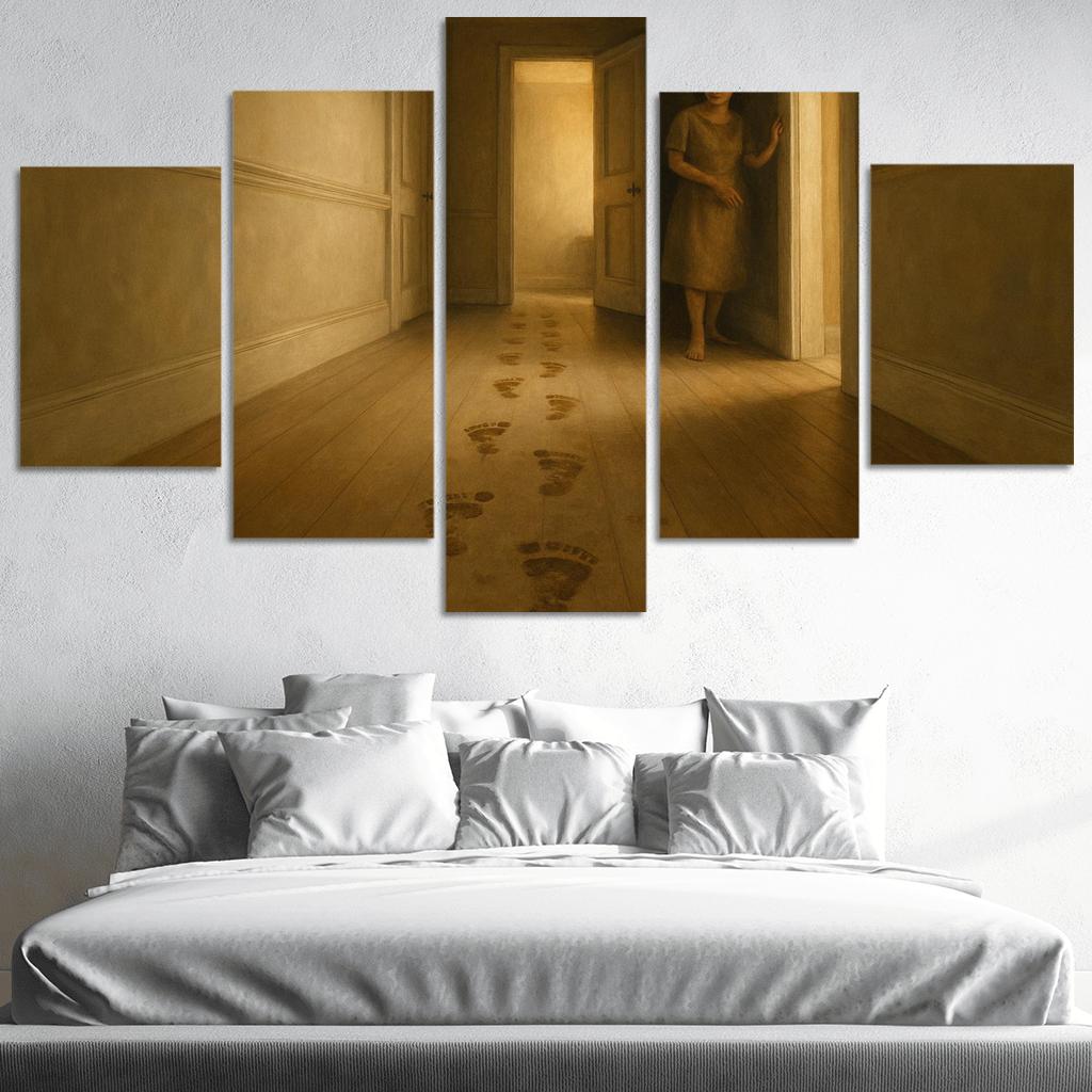 Footprints On The Hallway Floor modern paintings frame