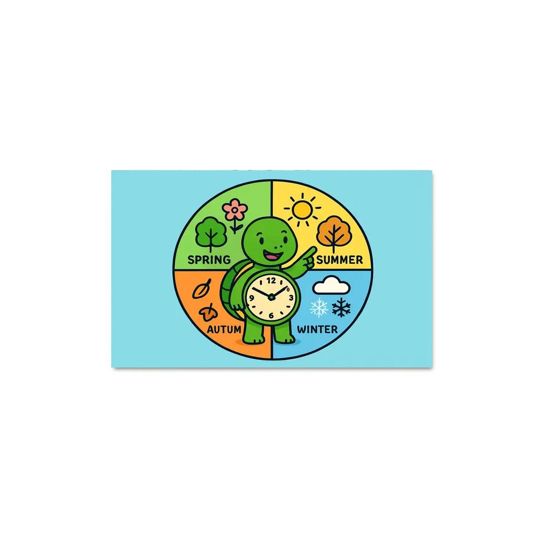 Time Traveling Turtle Teaches The Seasons abstract paintings frame