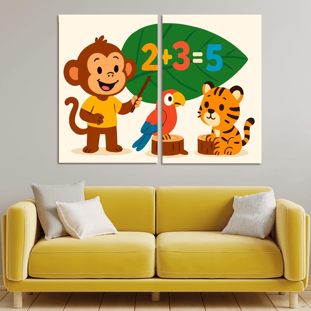 Math Monkey In The Jungle Classroom premium artwork frames