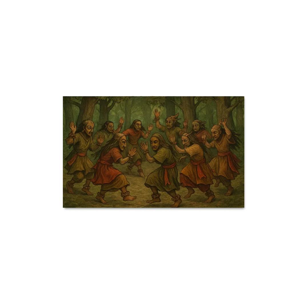 Forest Masks Ancestral Circle Dance modern paintings frame