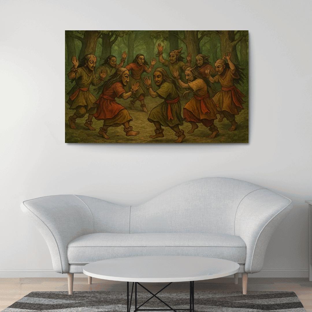 Forest Masks Ancestral Circle Dance modern paintings frame