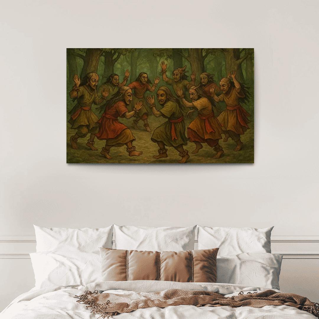 Forest Masks Ancestral Circle Dance modern paintings frame