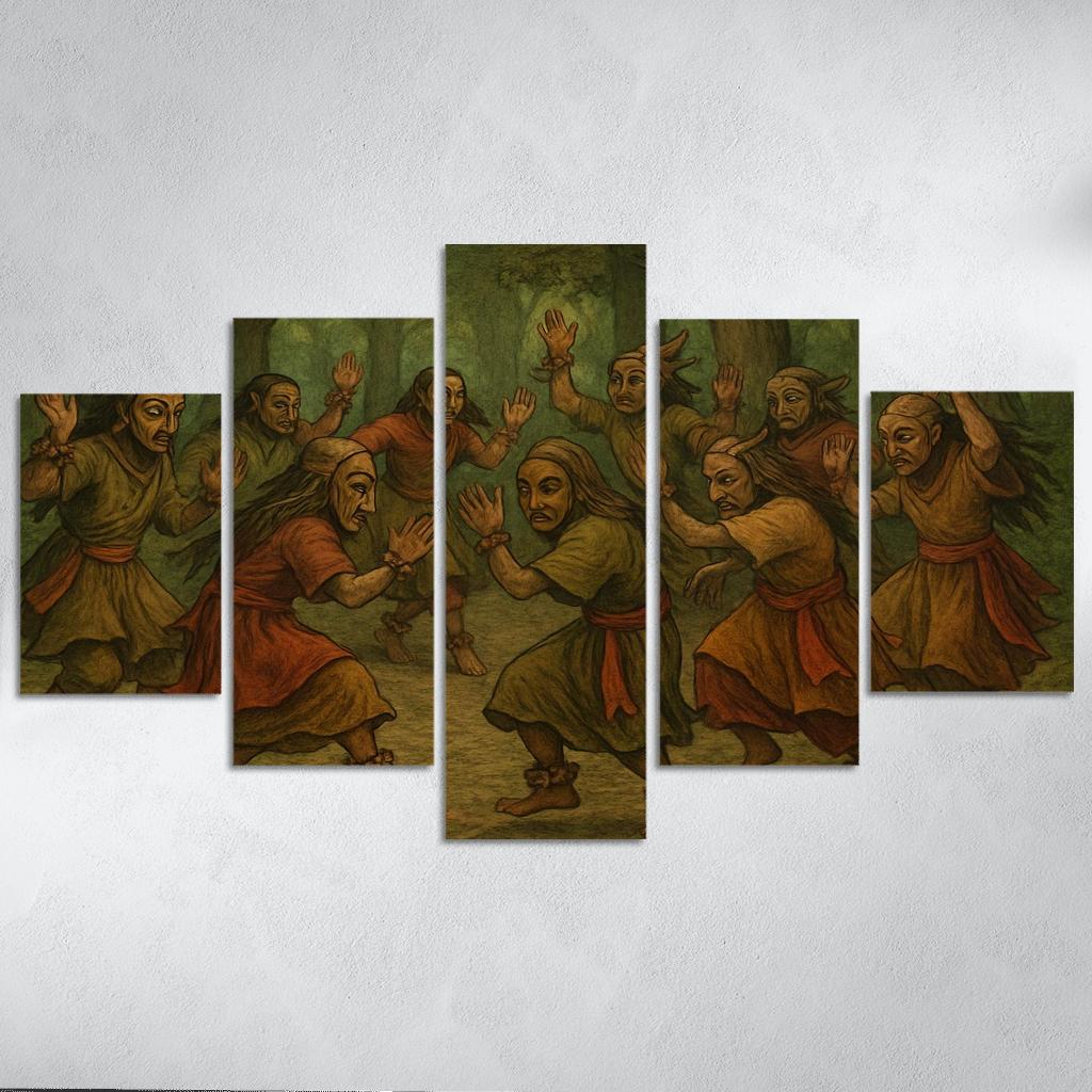 Forest Masks Ancestral Circle Dance modern paintings frame