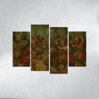 Forest Masks Ancestral Circle Dance modern paintings frame