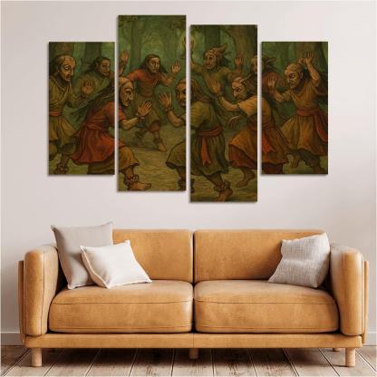 Forest Masks Ancestral Circle Dance modern paintings frame
