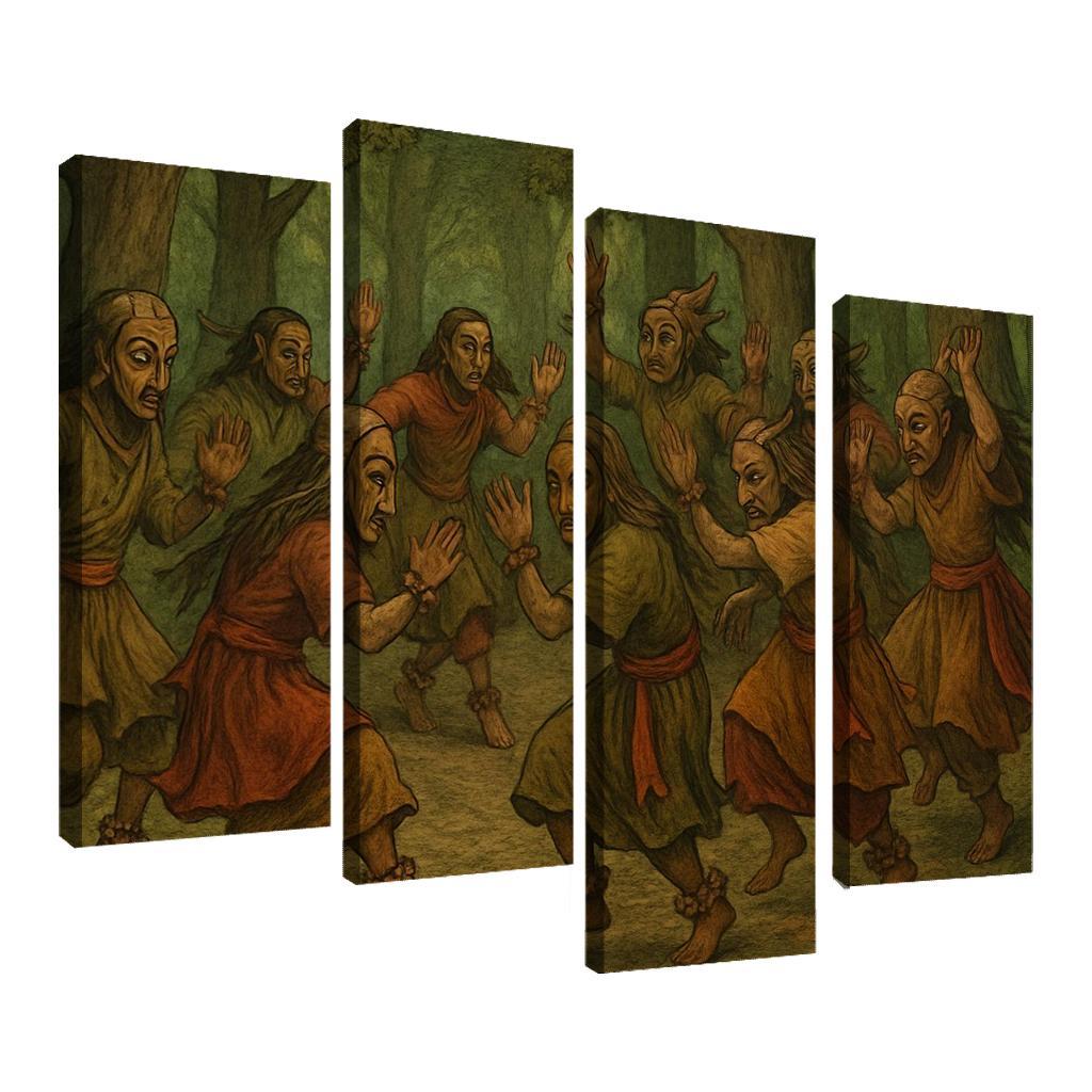 Forest Masks Ancestral Circle Dance modern paintings frame
